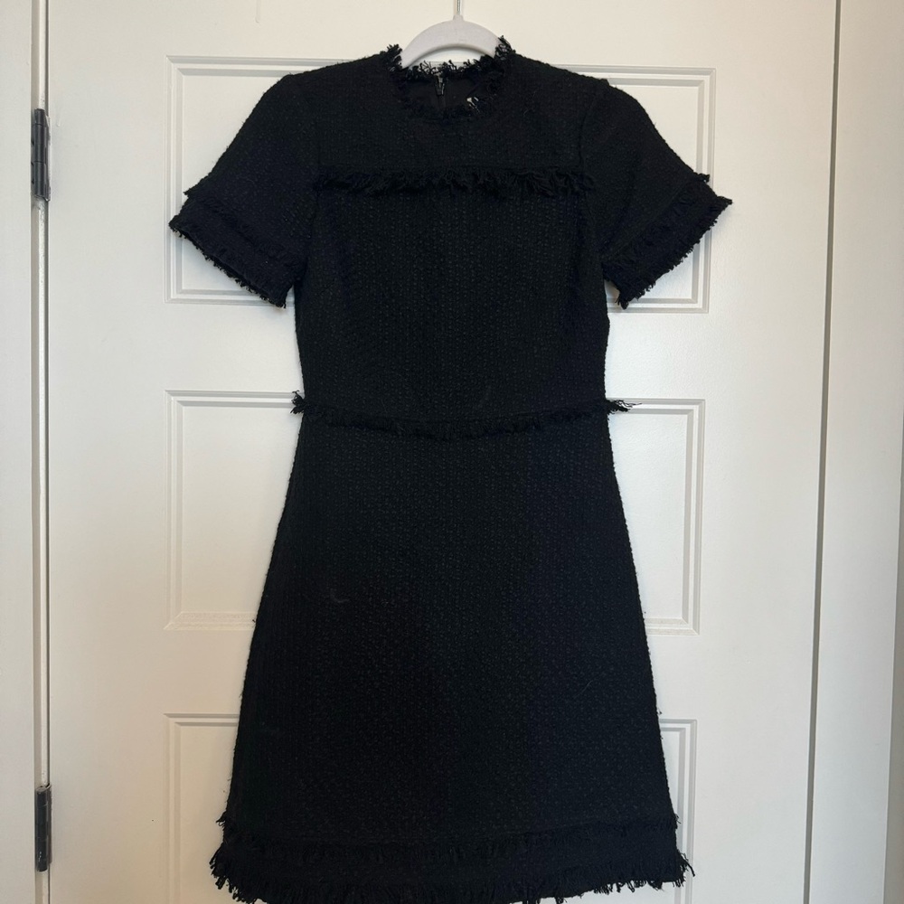 kate spade black fringe tweed dress